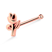 Rose with Leaves Shaped Silver Bone Nose Stud NSKD-1003